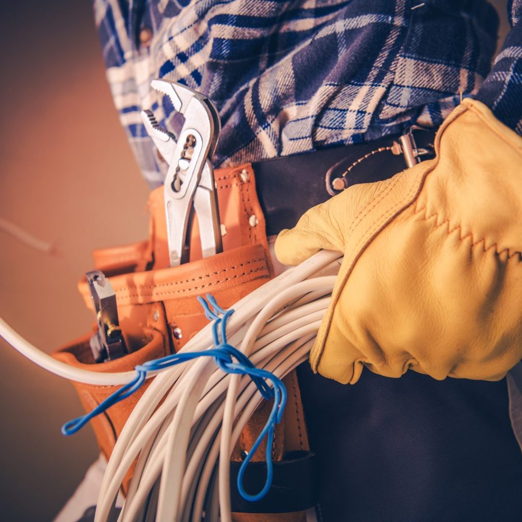 Electrical contractors filled with pliers and wires.