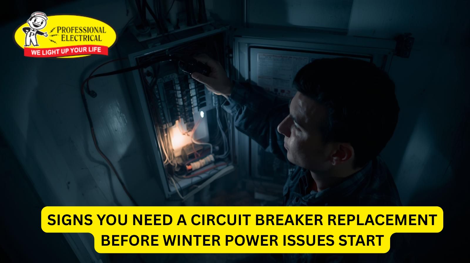 Electrician performing circuit breaker replacement in Edmonton electrical panel