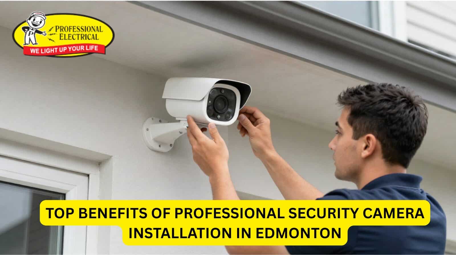Professional security camera installation in Edmonton commercial property by certified security camera installer